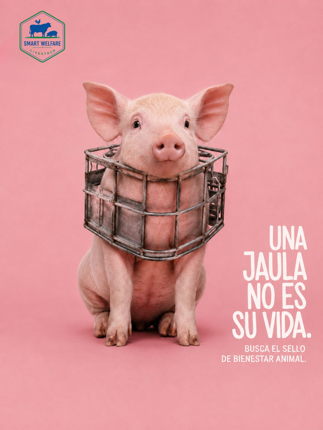 Campaña "Una jaula no es su vida." — pieza Cerdo